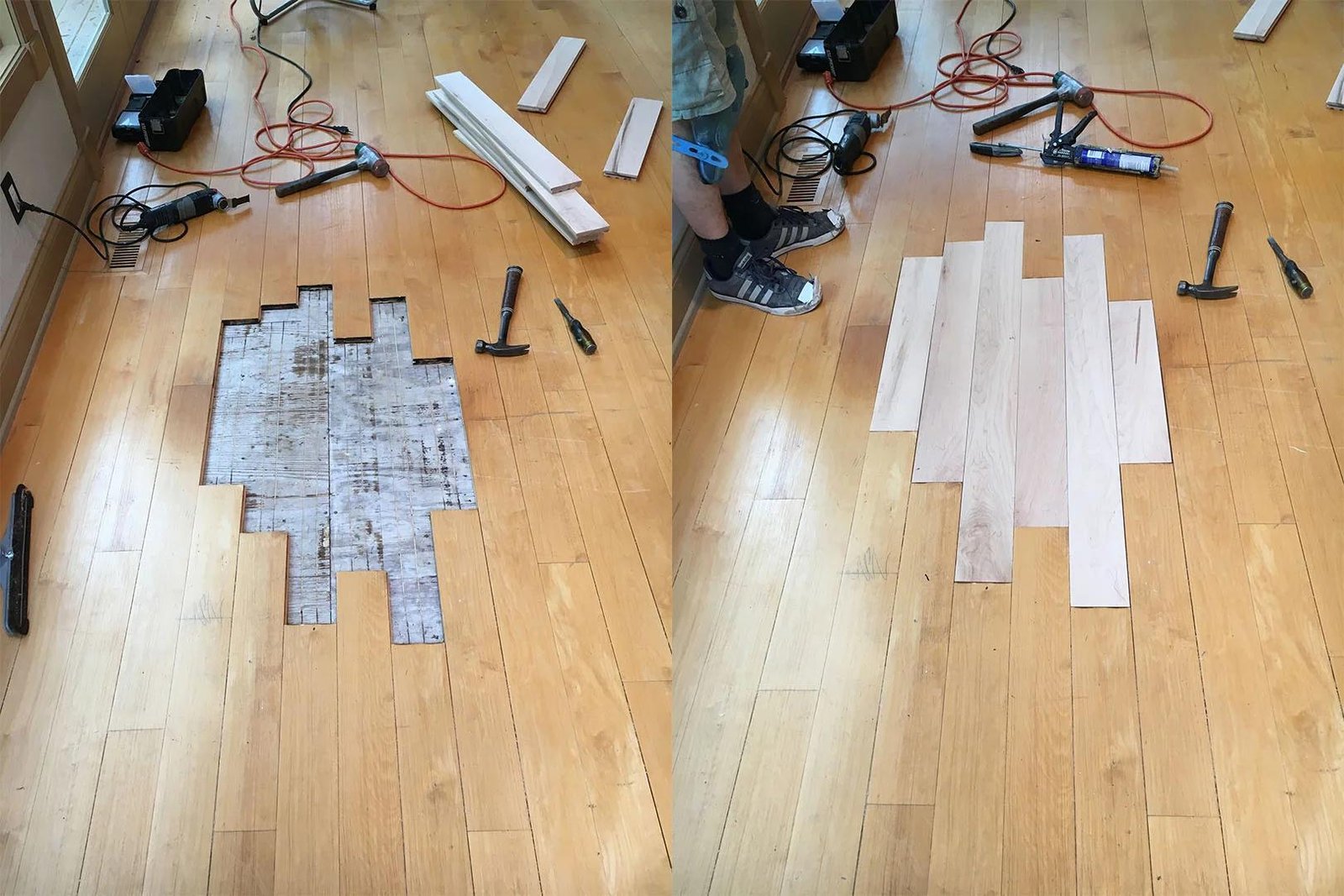 Professional floor repair results